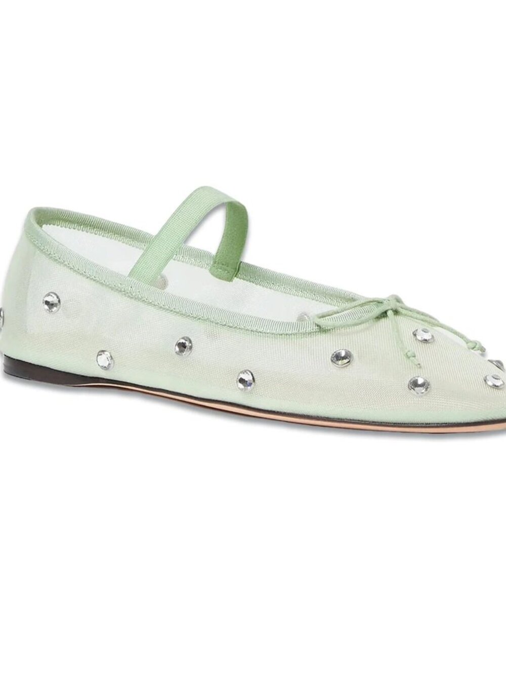Loeffler Randall Leonie Mary Jane Ballet Flats Size 10 Crystal Mesh Seafoam NEW - Picture 3 of 16